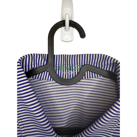 Striped Polo Shirt Draddy Sport Golf Athletic Blue White Menswear - Picture 2 of 4